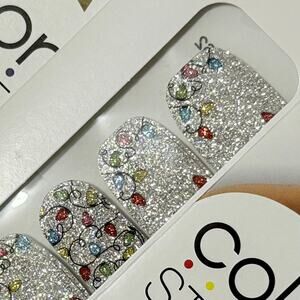 New Color Street “Holiday De-light” Holiday Lights on Silver Glitter Nail Strips